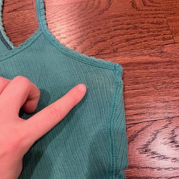 y2k abercrombie & fitch teal ribbed razor back tank top medium - Picture 8 of 8